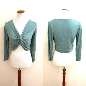 Banana Republic Factory Teal Twist-Front Blouse